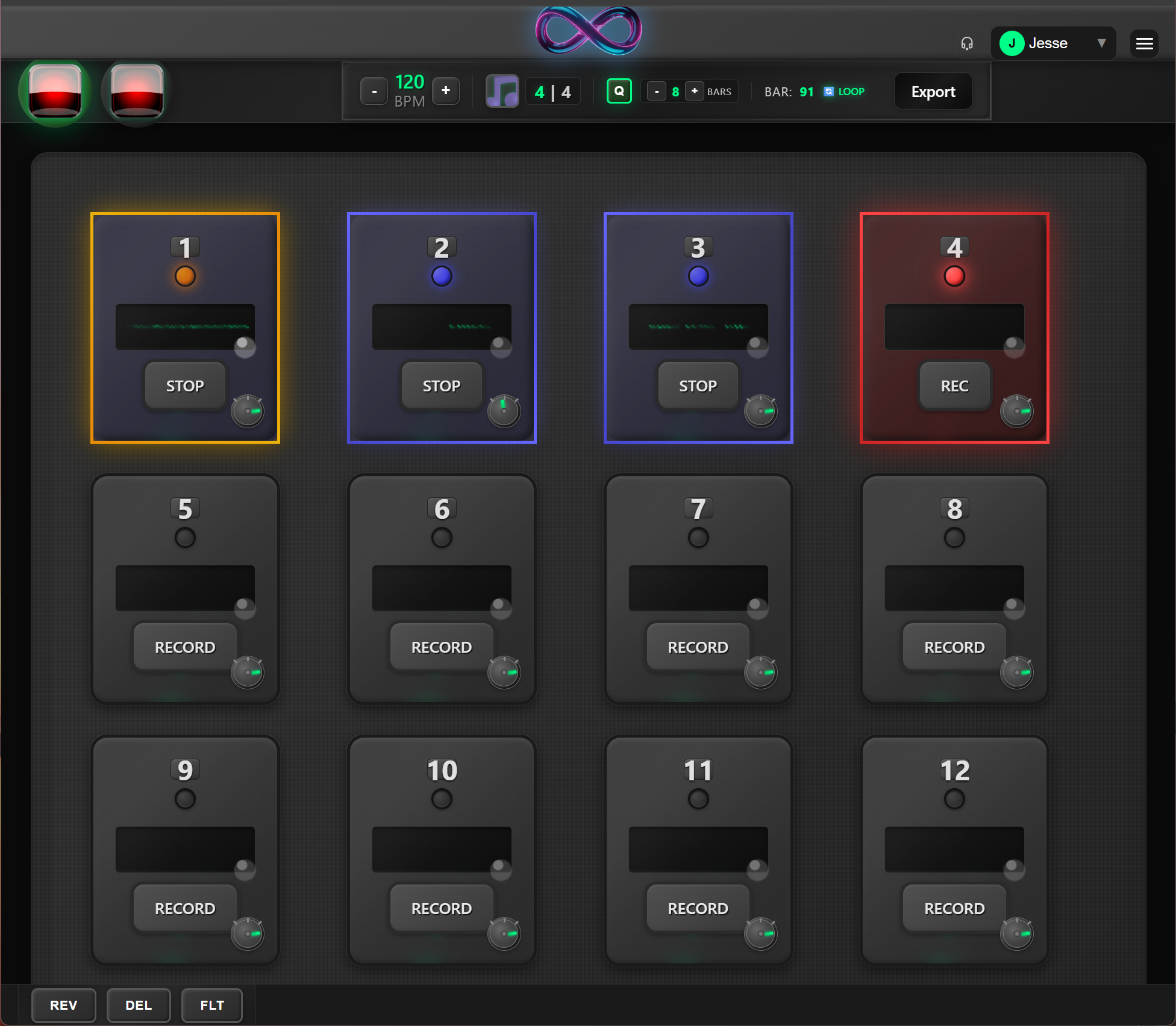 Loop Live Interface - 12 Track Professional Looper